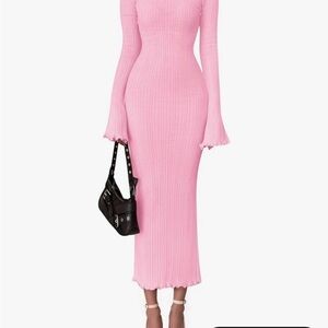 Pretty garden Pink Ribbed Sweater Dress